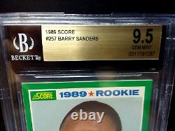 1989 Score Rc #257 Barry Sanders Hof Lions Bgs 9.5 Gem Mint Rookie 11781287

<br/>
		 <br/>
  1989 Score Rc #257 Barry Sanders Hof Lions Bgs 9.5 Gem Mint Recrue 11781287