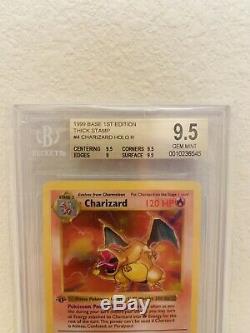1999 Jeu Pokemon 1ère Edition Holographique Charizard 4/102 Bgs Gem Mint 9.5 Rare