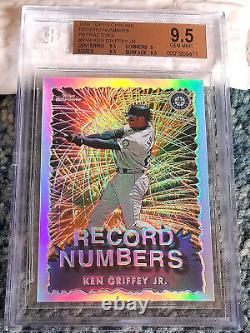 1999 Topps Chrome Record Numbers Refractor #rn4 Ken Griffey Jr. Bgs 9.5 Gem Mint<br/>  <br/> 
1999 Topps Chrome Record Numbers Refractor #rn4 Ken Griffey Jr. Bgs 9.5 Gem Mint