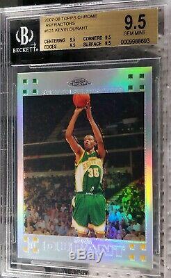 2007-08 Chrome Kevin Durant Topps Rc Refractor Bgs 9,5 Gem Mint # 1334/1499