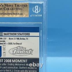 2009 Matthew Stafford Topps Finest Blue Refractor Bgs 9.5 True Gem? Numéro