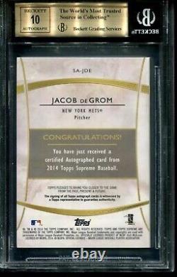2014 Jacob Degrom Topps Supreme Autographs Rookie, Red 7/10, Bgs 9.5 Gem Mint