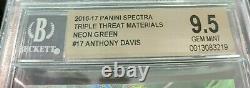 2016-17 Spectra Anthony Davis Triple Threat Materials /25 Bgs 9.5 Gem Mint Patch