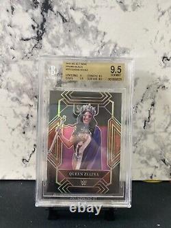 2022 Panini Select WWE Queen Zelina Black Prizm Mezzanine 1/1 BGS 9.5 GEM mint translates to '2022 Panini Select WWE Queen Zelina Black Prizm Mezzanine 1/1 BGS 9,5 GEM menthe' in French.