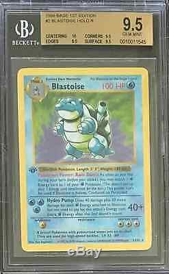 Bgs 9.5 Avec 10 Blastoise 1999 Base Pokémon 1ère Édition # 2 Holo Shadowless Gem Mint