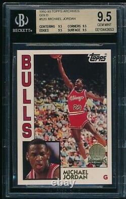 Bgs 9.5 (quad) Michael Jordan 1992-93 Topps Archives Gold #52g Bulls Gem Mint