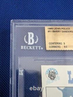 Carte de recrue de Barry Sanders de 1989 Lions de la police - Hall Of Fame Gem Mint Bgs 9.5