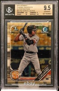 MARCO LUCIANO 2019 Bowman Chrome Superfractor Refractor RC 1/1 BGS 9.5 GEM MINT<br/> 
<br/> 
 	Translation: MARCO LUCIANO 2019 Bowman Chrome Superfractor Refractor RC 1/1 BGS 9.5 GEM MINT