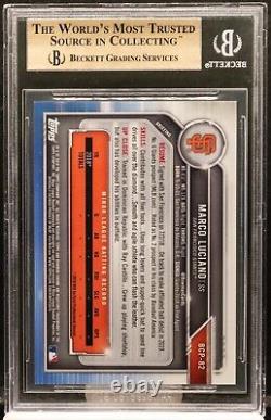 MARCO LUCIANO 2019 Bowman Chrome Superfractor Refractor RC 1/1 BGS 9.5 GEM MINT <br/>

  <br/>
Translation: MARCO LUCIANO 2019 Bowman Chrome Superfractor Refractor RC 1/1 BGS 9.5 GEM MINT