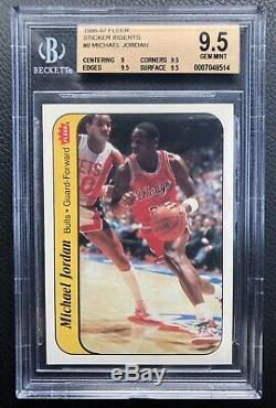 Michael Jordan 1986-1987 Fleer Sticker Rookie Card # 8 Bgs 9,5 Gem Mint Rc
