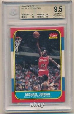 Michael Jordan 1986/87 Fleer #57 Rc Rookie Card Chicago Bulls Bgs 9.5 Gem Mint
