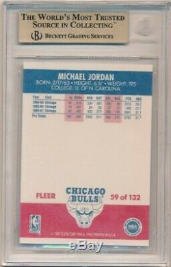Michael Jordan 1987-1988 Fleer 2e Année # 59 Chicago Bulls Bgs 9,5 Gem Mint