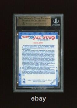 Michael Jordan 1989-90 Fleer Basketball Sticker #3 Hof Bulls Bgs 9.5 Gem Mint