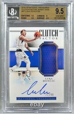 Panini National Treasures Luka Doncic Rookie Jersey Auto #77/99 Bgs 9.5 Gem Menthe