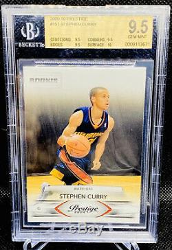 Stephen Curry 2009-10 Prestige Rookie Card # 157 Guerriers Gem Mint Bgs Rc 9.5