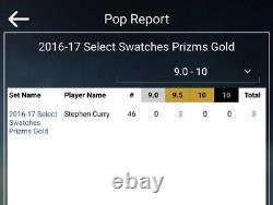 Stephen Curry 2016-2017 Panini Sélectionner Swatches Gold Prizm 7/10 Steph Bgs 9.5 Pop 3