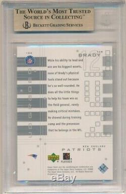 Tom Brady 2000 Ud Graded # 104 Rc Recrue Patriots Sp / 1325 Bgs 9.5 Gem Mint Avec 10