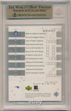 Tom Brady 2000 Ud Graded #104 Rc Rookie Patriots Sp /1325 Bgs 9,5 Gem Mint Avec 10