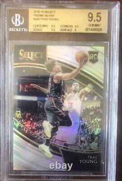 Trae Young 2018-19 Panini Sélectionner #249 Rc Courtside Argent Prizm Bgs 9.5 Menthe Gemme